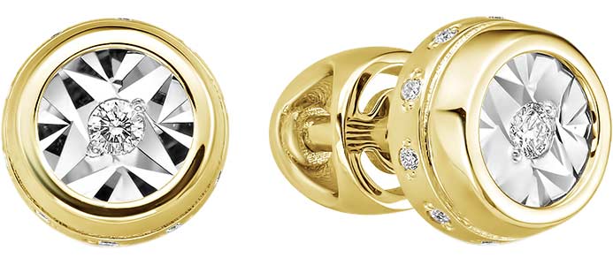 Золотые серьги пусеты-гвоздики PRESTIGE Jewelry S-1094-3-03 с бриллиантами