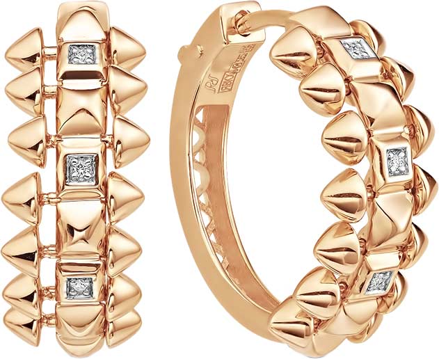 Золотые серьги кольца конго PRESTIGE Jewelry S-1610-2-01 с бриллиантами
