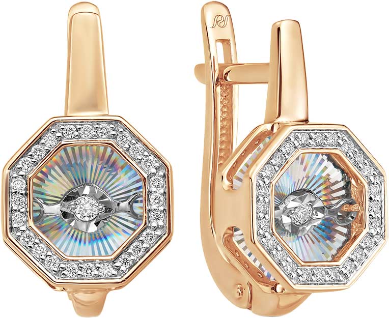 Золотые серьги PRESTIGE Jewelry S-1643-01-R c бриллиантом