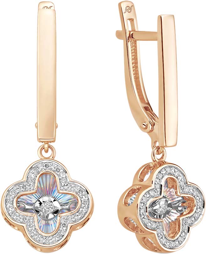Золотые серьги с подвесками PRESTIGE Jewelry S-1644-2-01-R с бриллиантами
