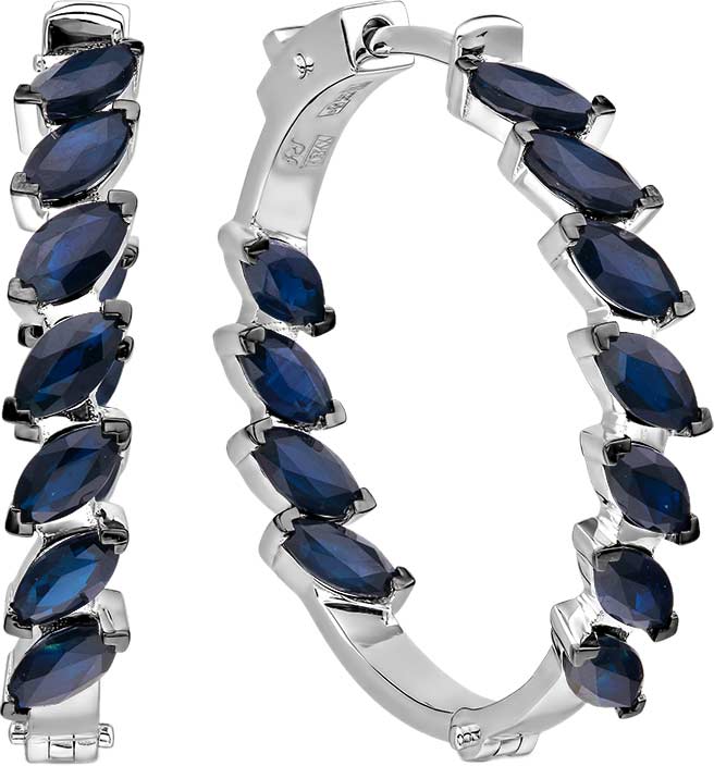 Серьги кольца конго из белого золота PRESTIGE Jewelry S-1712-22 с сапфирами