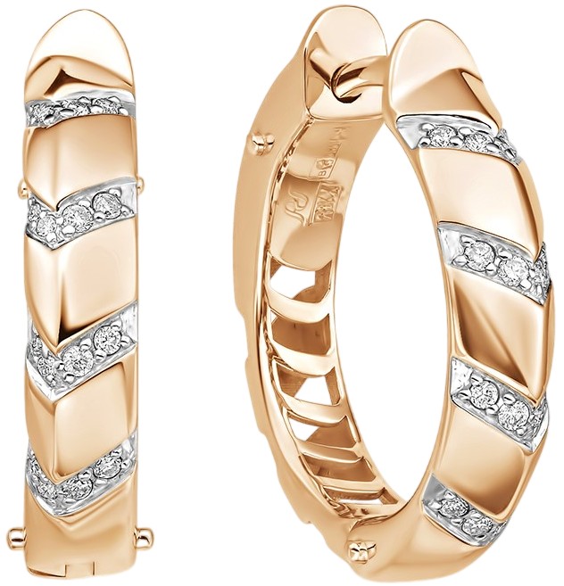 Золотые серьги кольца конго PRESTIGE Jewelry S-1728-01 с бриллиантами