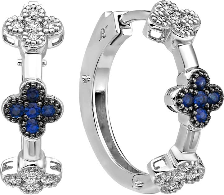 Серьги кольца конго из белого золота PRESTIGE Jewelry S-1744-022 с сапфирами, бриллиантами