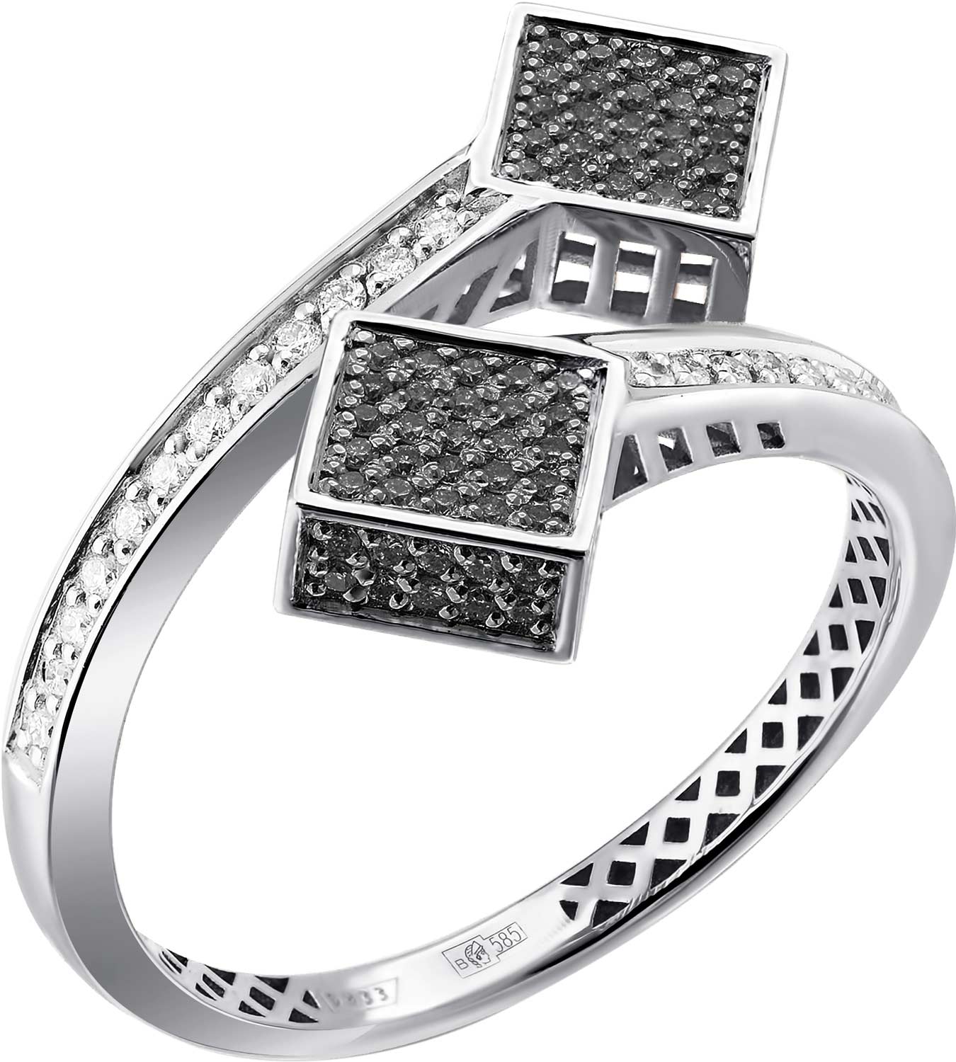 Кольцо из белого золота Primo Prezioso 01-P0261-1-03-040-07-04 с бриллиантами, черными бриллиантами