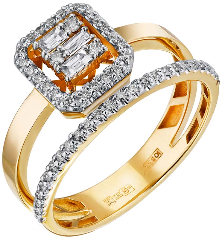 Двойное золотое кольцо Primo Prezioso 01-P0523-05-001-07-01 с бриллиантами