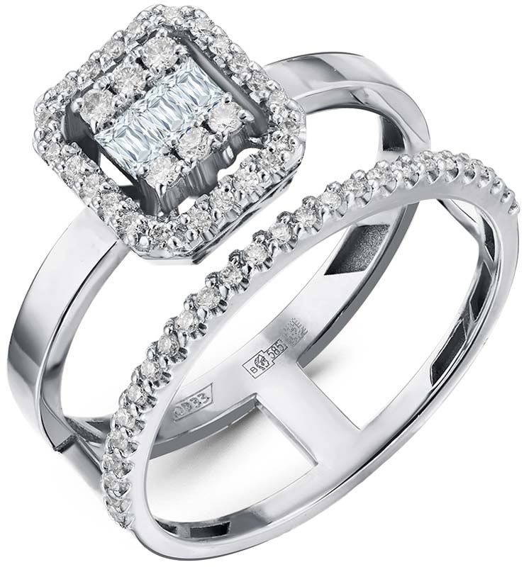 Двойное кольцо из белого золота Primo Prezioso 01-P0524-03-001-07-03 с бриллиантами