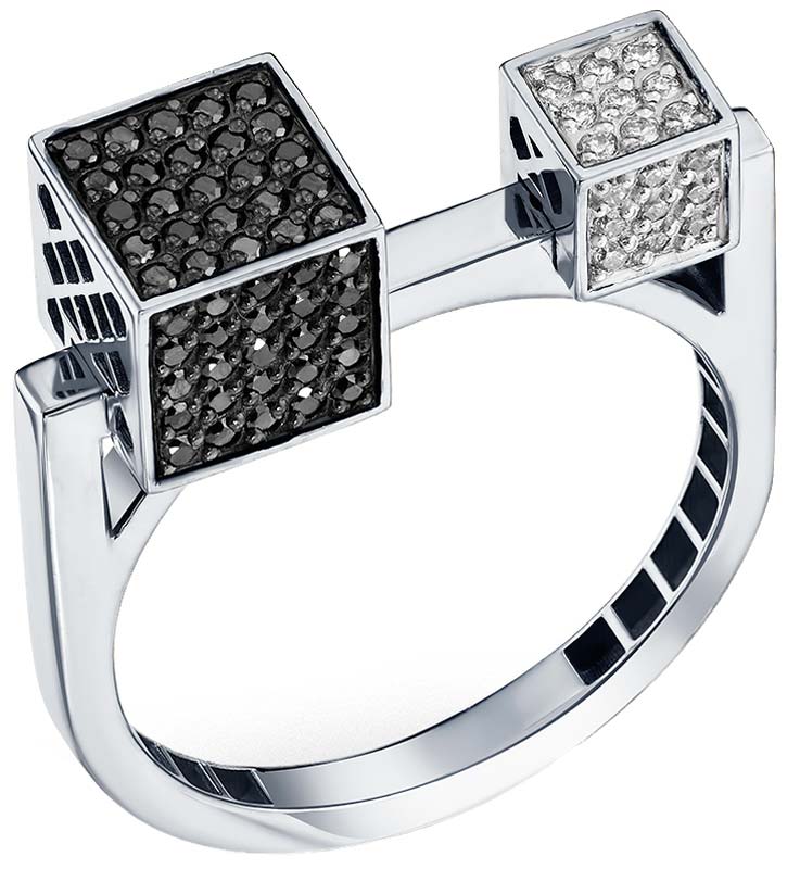 Кольцо из белого золота Primo Prezioso 01-P0530-03-040-07-04 с черными бриллиантами, бриллиантами