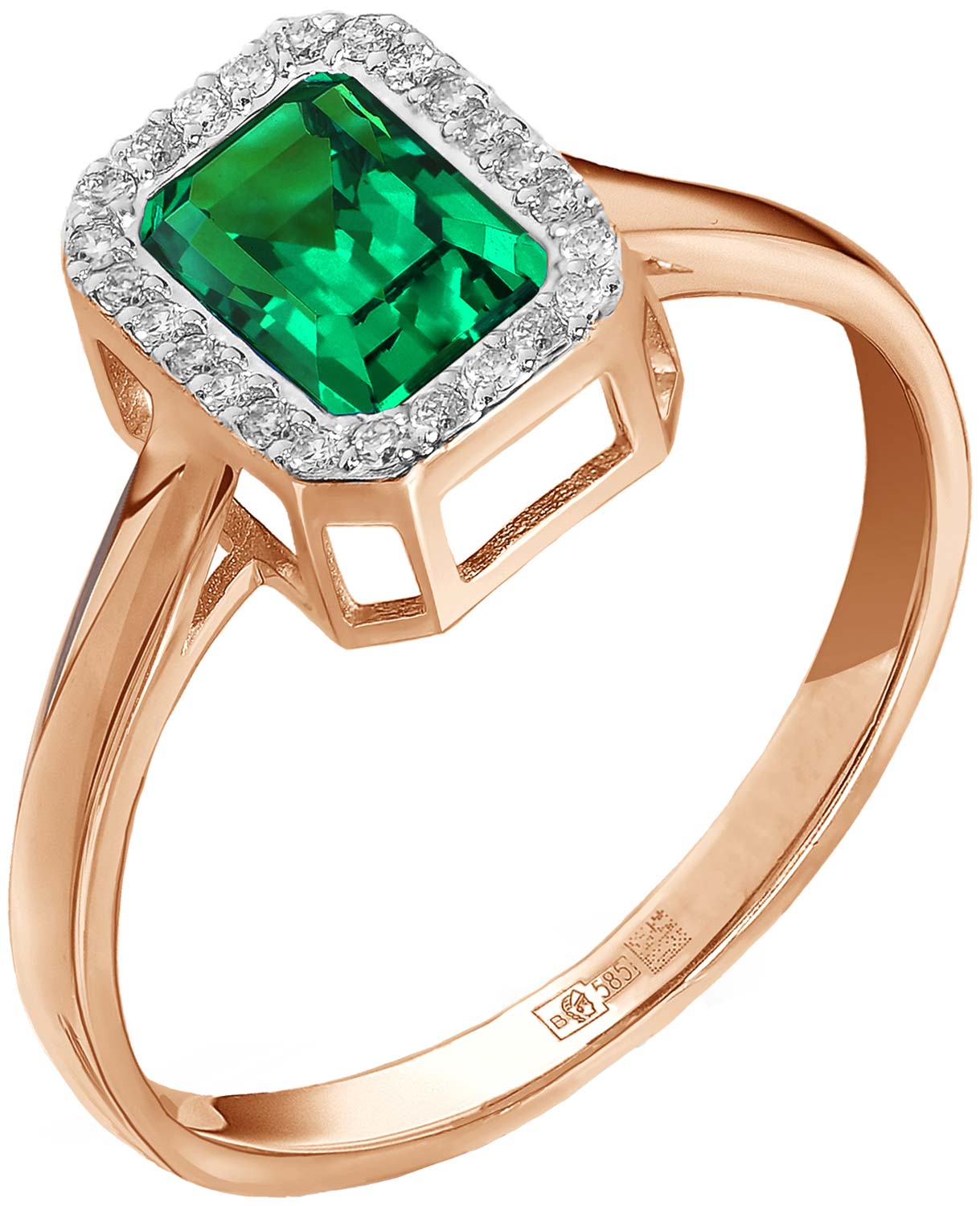 Золотой женский перстень Primo Prezioso 01-P0603-01-110-01-01 с изумрудом, бриллиантами