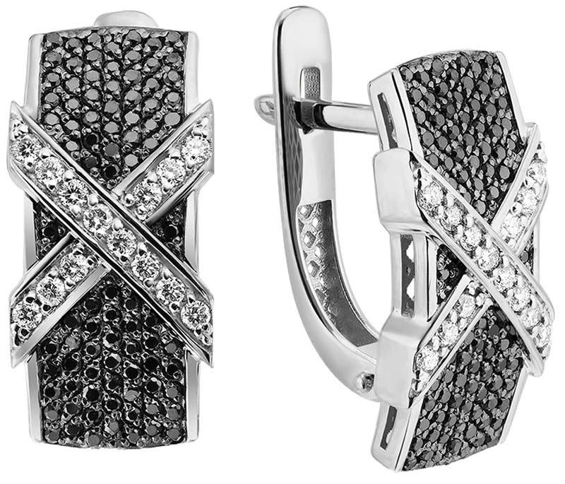 Серьги из белого золота Primo Prezioso 02-P0074-03-040-07-04 с черными бриллиантами, бриллиантами