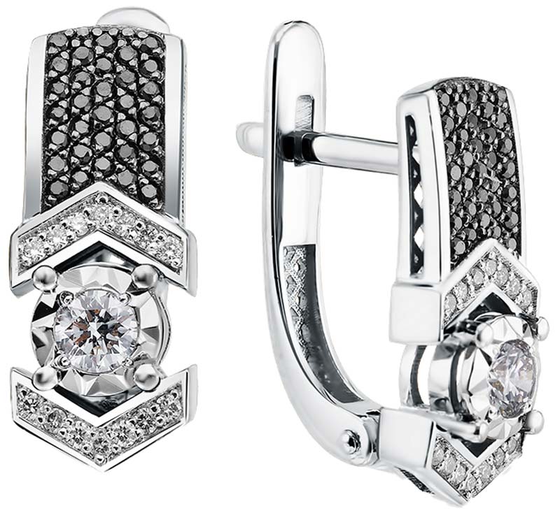 Серьги из белого золота Primo Prezioso 02-P0078-03-040-07-04 с черными бриллиантами, бриллиантами