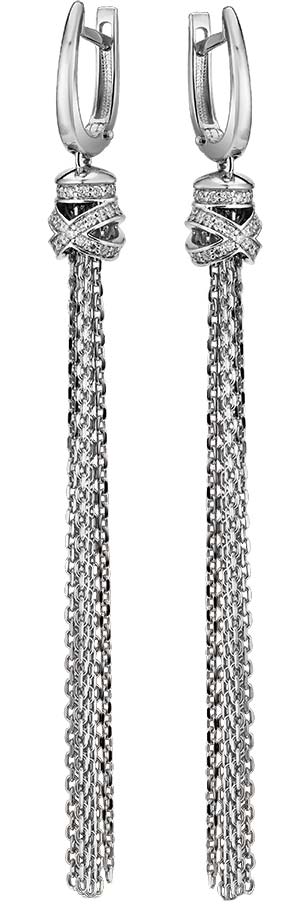 Серьги кисточки из белого золота Primo Prezioso 02-P0441-03-001-01-03 с бриллиантами