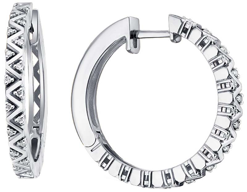 Серьги кольца-конго из белого золота Primo Prezioso 02-P0566-03-001-07-03 с бриллиантами