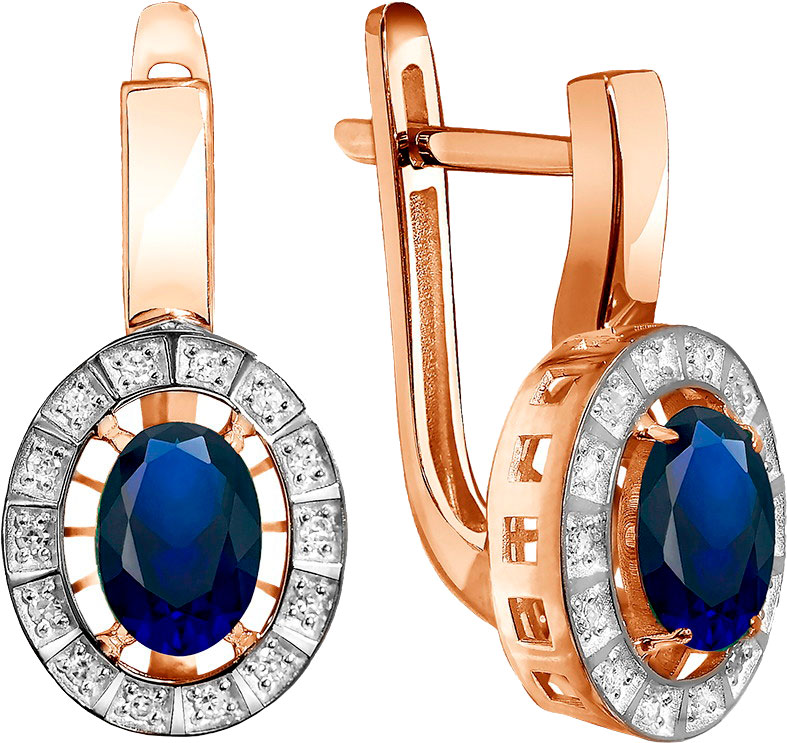 Золотые серьги Primo Prezioso 02-P0690-01-109-07-01 c бриллиантом, сапфиром