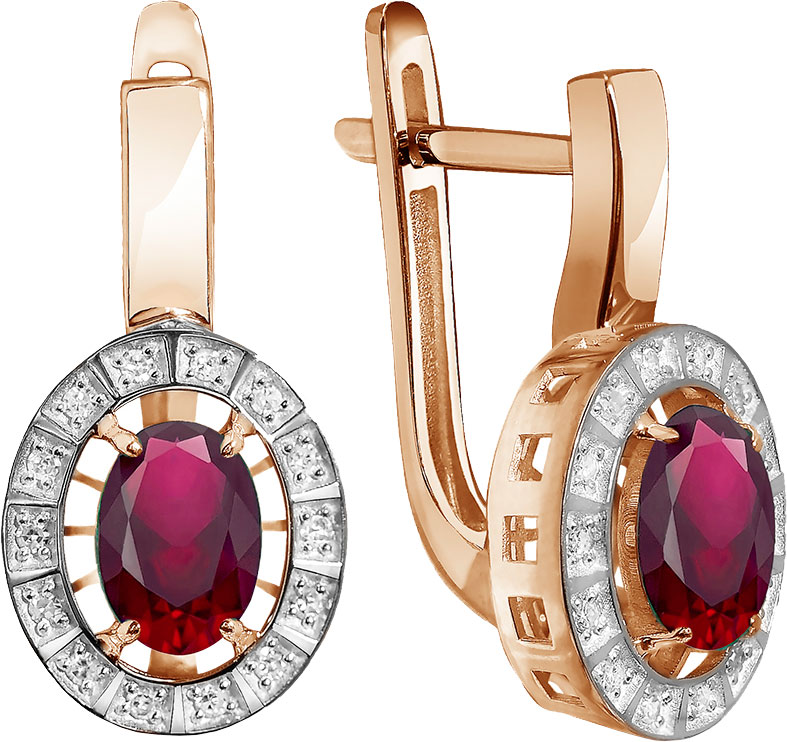 Золотые серьги Primo Prezioso 02-P0690-01-111-07-01 c бриллиантом, рубином
