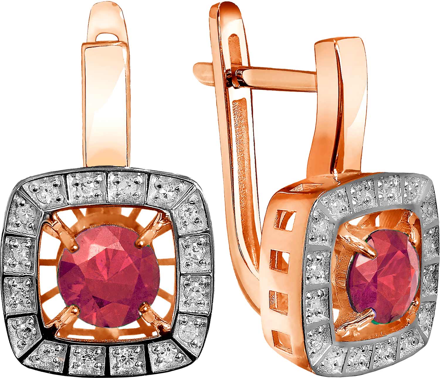Золотые серьги Primo Prezioso 02-P0691-01-111-07-01 c бриллиантом, рубином