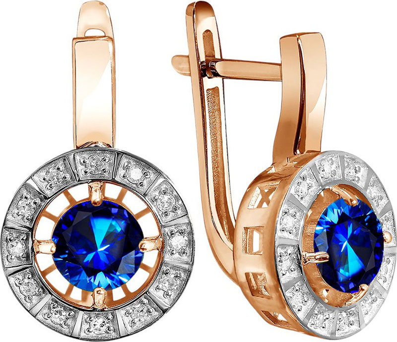 Золотые серьги Primo Prezioso 02-P0692-01-109-07-01 c бриллиантами, сапфирами