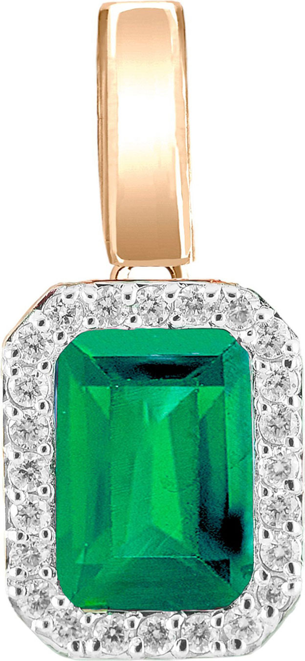 Золотой кулон Primo Prezioso 03-P0603-01-110-01-01 с бриллиантами, изумрудом