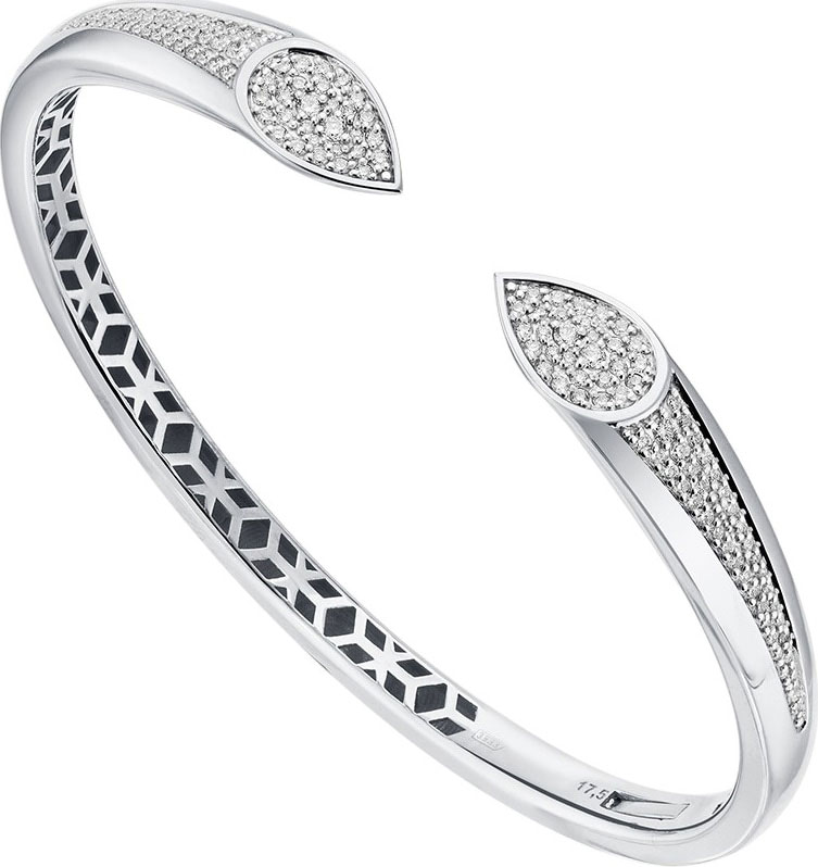 Жесткий открытый браслет из белого золота Primo Prezioso 05-P0221-03-001-07-03 с бриллиантами