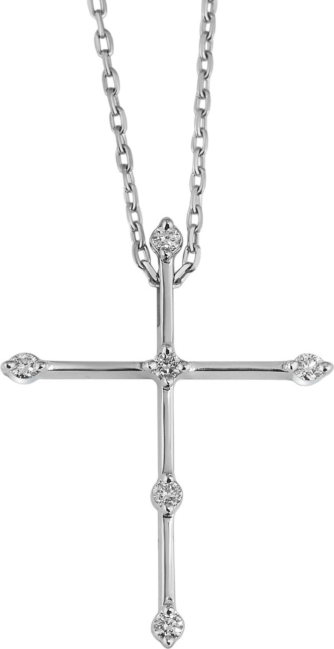 Женский декоративный крестик на цепочке из белого золота Primo Prezioso 06-P0633-03-001-07-03 с бриллиантами