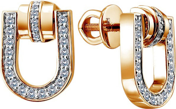 Золотые серьги пусеты-гвоздики Primo Prezioso 09-P0122-01-001-07-01 с бриллиантами