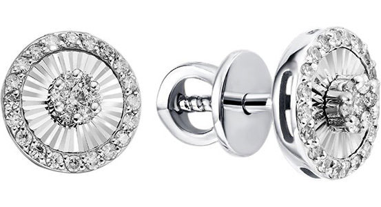 Серьги пусеты-гвоздики из белого золота Primo Prezioso 09-P0543-03-106-02-03 с бриллиантами