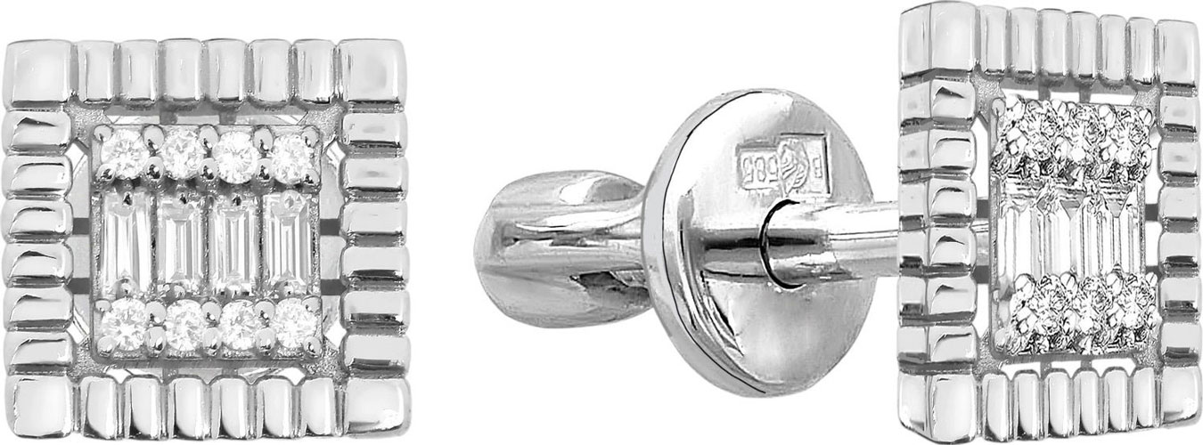 Серьги пусеты-гвоздики из белого золота Primo Prezioso 09-P0611-03-001-07-03 с бриллиантами