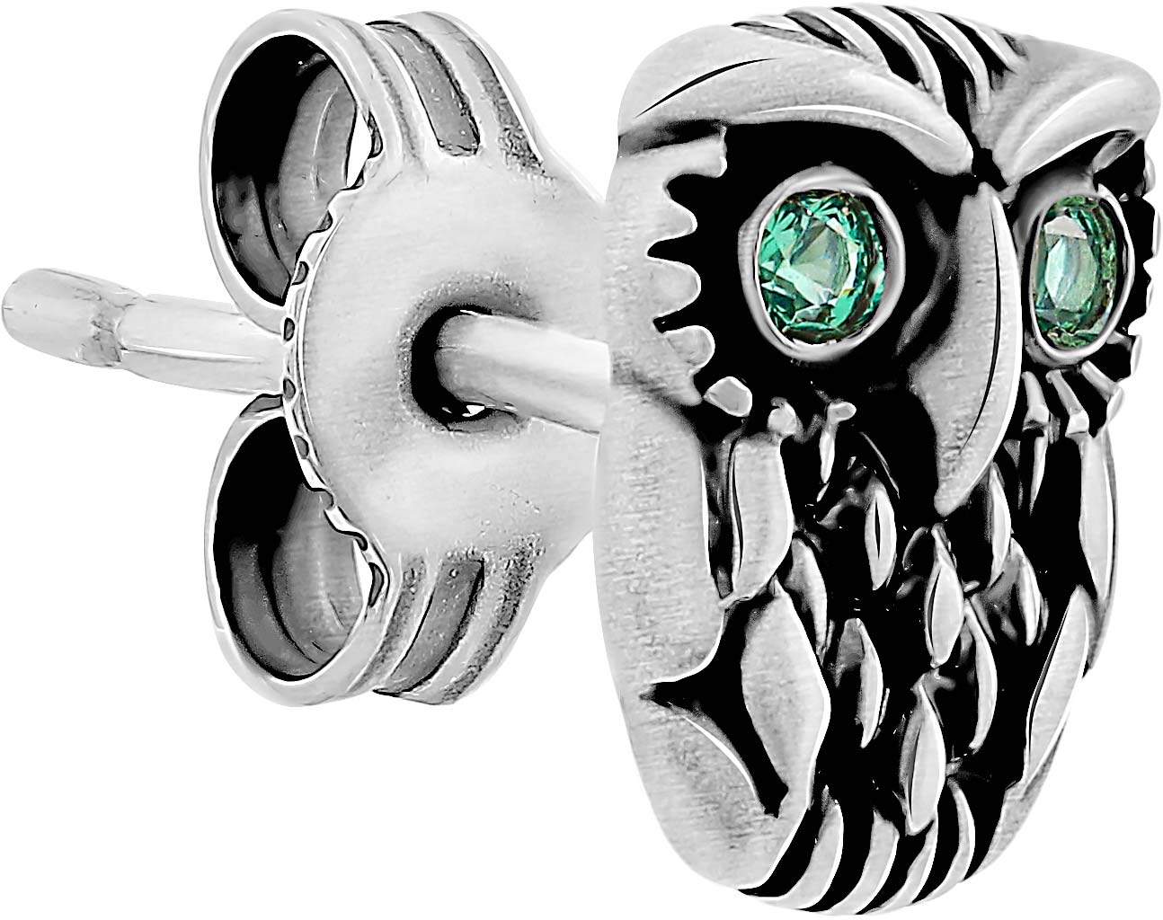 Серебряная одиночная серьга Rebel Heart RH151010-002/1 с зелеными фианитами