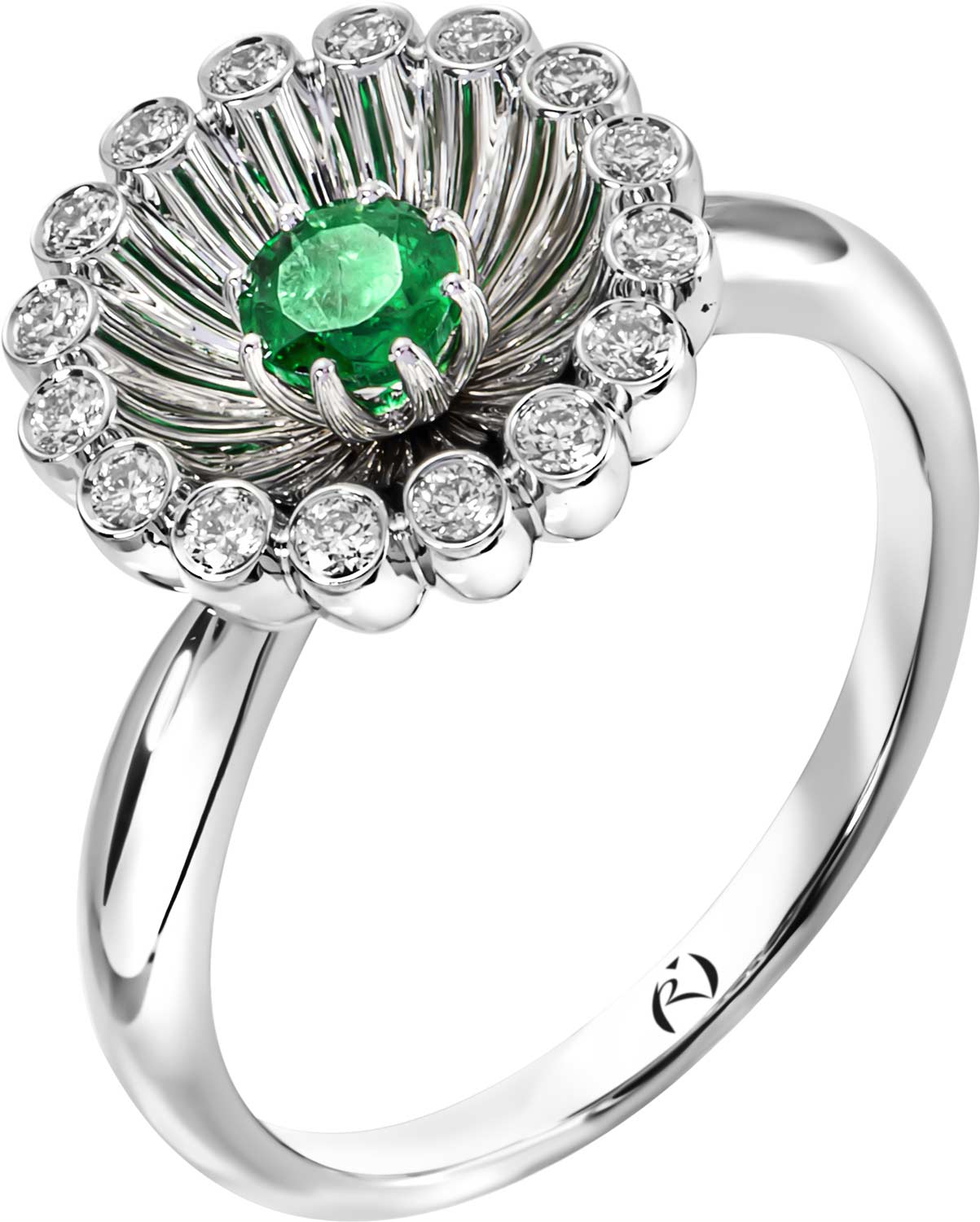 Кольцо из белого золота Ringo ZK-10090-W с изумрудом, бриллиантами