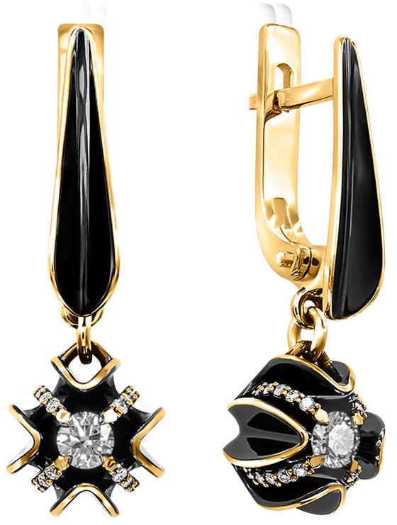 Золотые серьги с подвесками Ringo ZS-14039-Y с бриллиантами