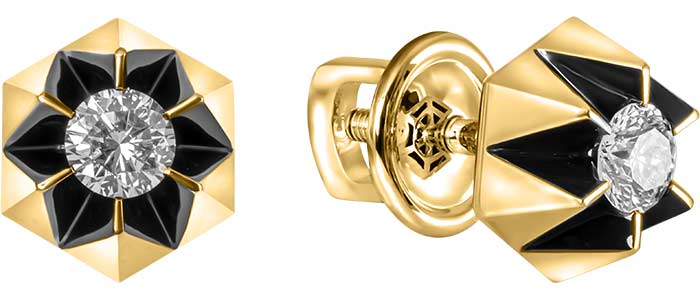 Золотые серьги пусеты-гвоздики Ringo ZS-14046-Y с бриллиантами