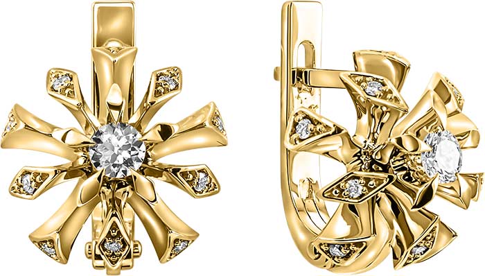Золотые серьги Ringo ZS-14069-Y c бриллиантом