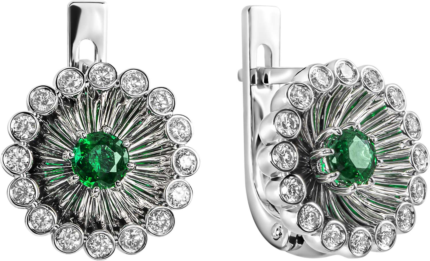 Серьги из белого золота Ringo ZS-14072-W с изумрудами, бриллиантами