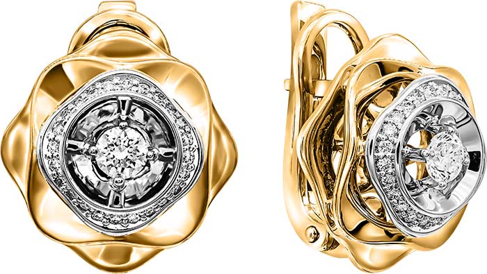 Золотые серьги Ringo ZS-14087-YW c бриллиантом