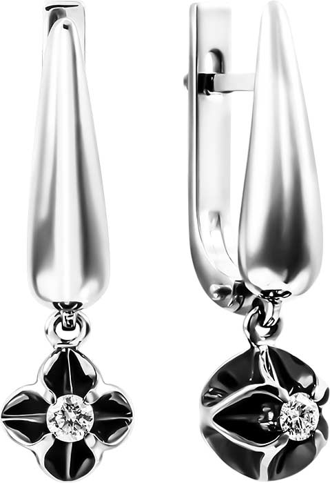 Серьги с подвесками из белого золота Ringo ZS-3009-W с бриллиантами