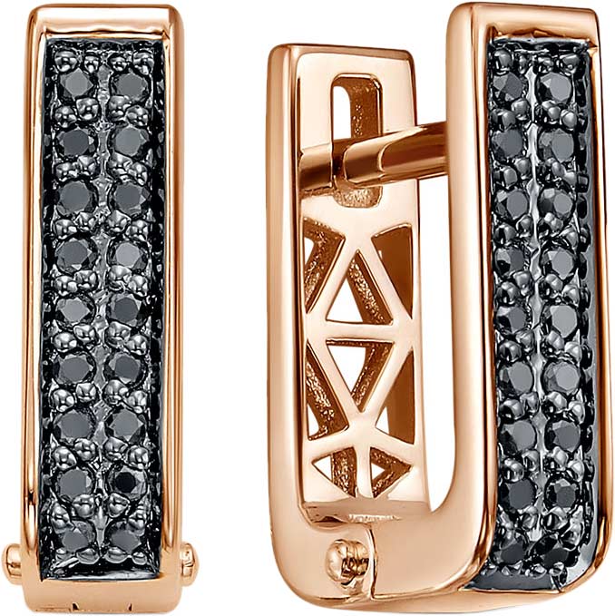 Золотые серьги RoseGrace 12-083-103-2K-CHBR с черными бриллиантами