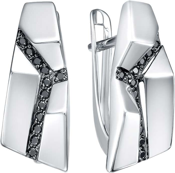 Серьги из белого золота RoseGrace 14-211-106-2B-CHBR с черными бриллиантами