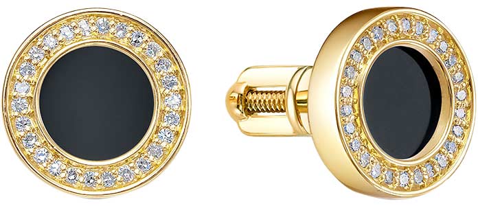 Золотые серьги пусеты-гвоздики RoseGrace 2-684-100ZH-ONKCH c агатами, бриллиантами