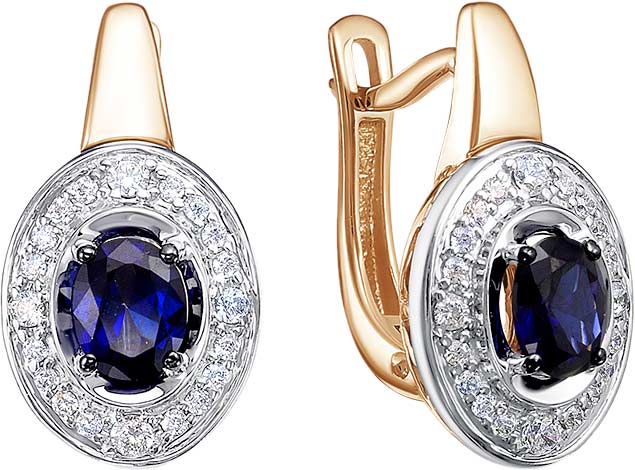 Золотые серьги RoseGrace 5-4270-106-2K-SAP c бриллиантом, сапфиром