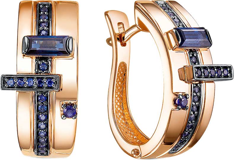 Золотые серьги RoseGrace 5-6564-103-2K-SAP c сапфиром