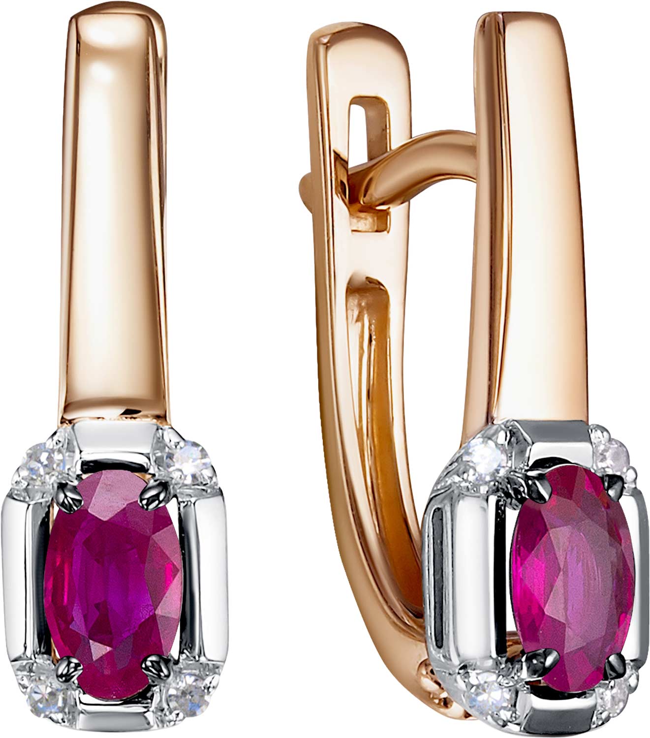 Золотые серьги RoseGrace 5-6653-106-2K-RUB c бриллиантом, рубином