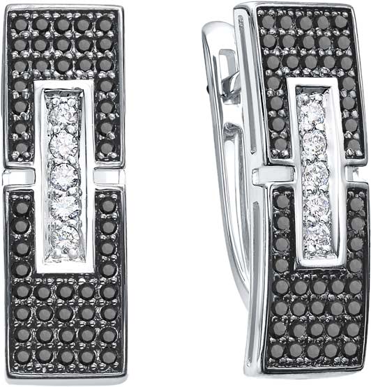 Серьги из белого золота RoseGrace 5-6959-106-2B-CHBR с бриллиантами, черными бриллиантами