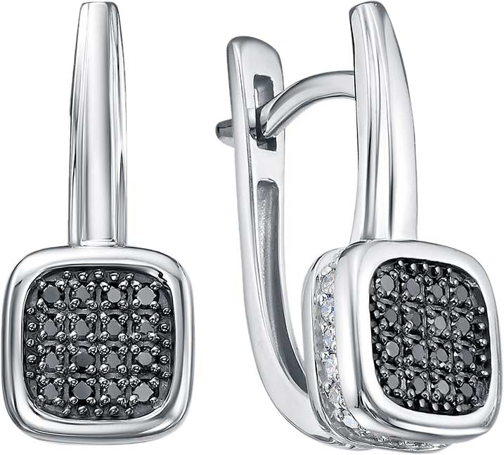 Серьги из белого золота RoseGrace 5-7151-106-2B-CHBR с черными бриллиантами