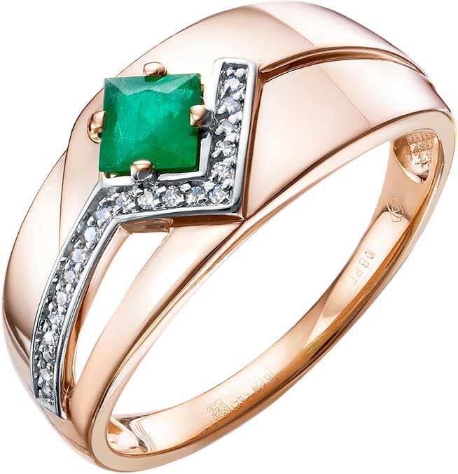 Золотое кольцо RoseGrace 5-7155-103-1K-IZ c бриллиантом, изумрудом