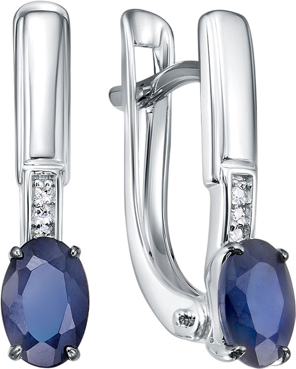 Серьги из белого золота RoseGrace 5-8230-106-2B-SAPDIFBR с сапфирами, бриллиантами