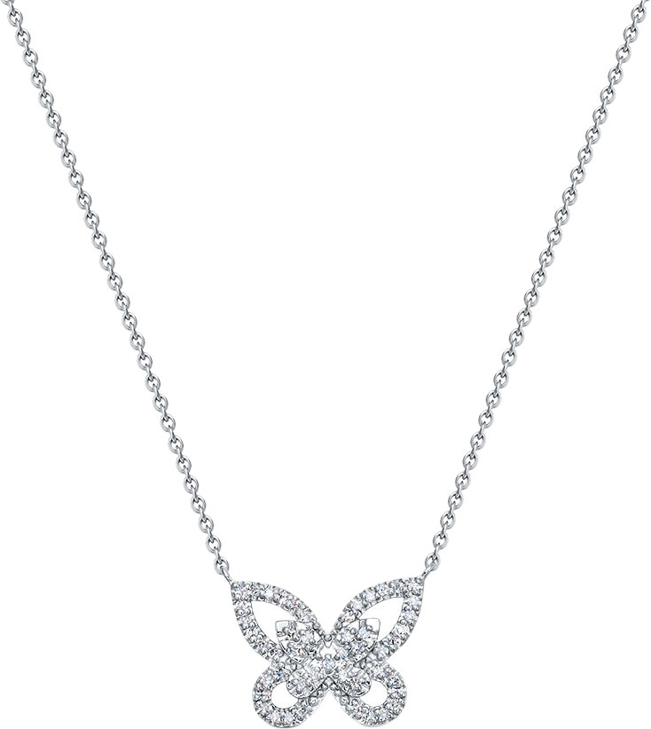 Подвеска на цепочке из белого золота ''Бабочка'' RoseGrace 5-8343-103-9B с бриллиантами