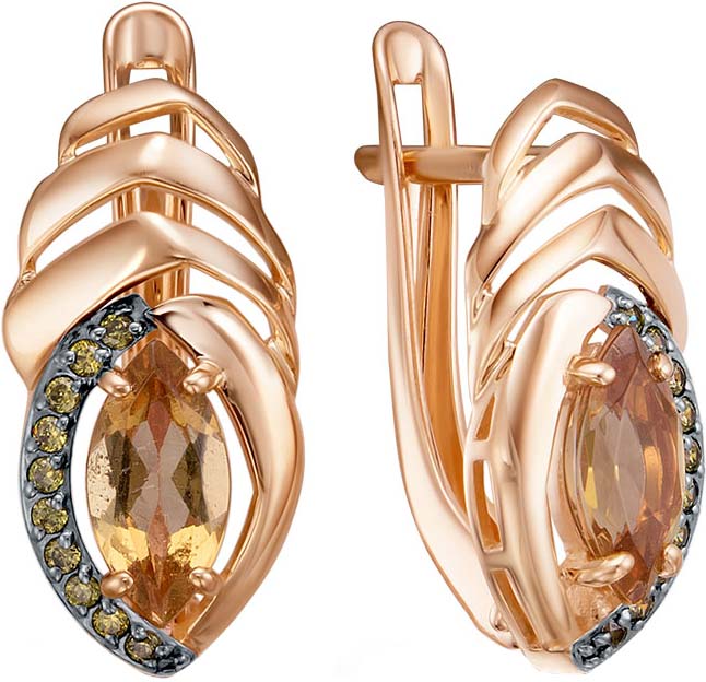 Золотые серьги RoseGrace 5-8825-403-2K-SULTSINTM1 с синтетическими султанитами, фианитами