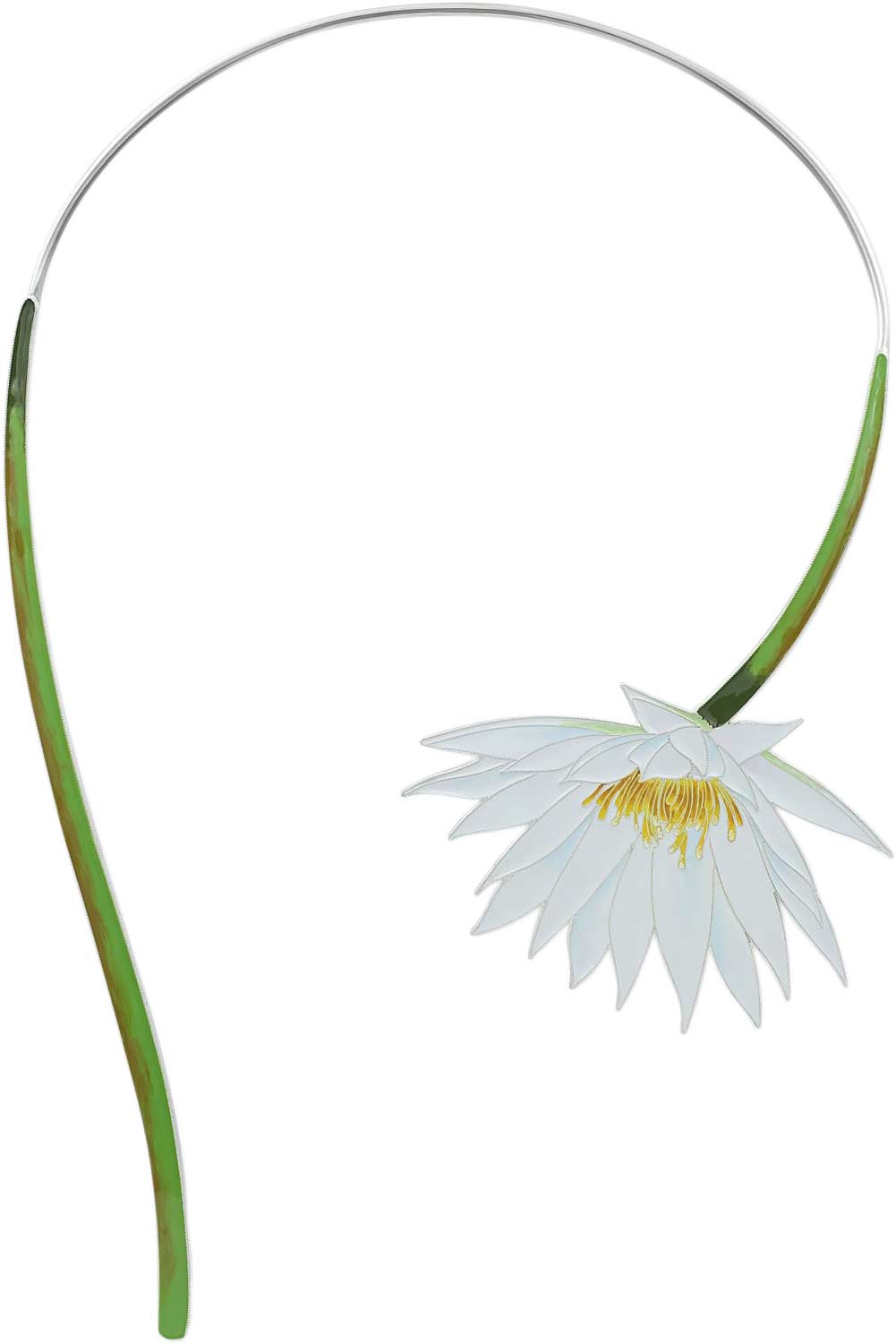 Серебряное колье сотуар ''Водяная лилия'' Русские Самоцветы 41723-rs с эмалью