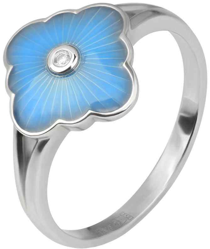 Серебряное кольцо Русские Самоцветы 73599 с бриллиантом, эмалью