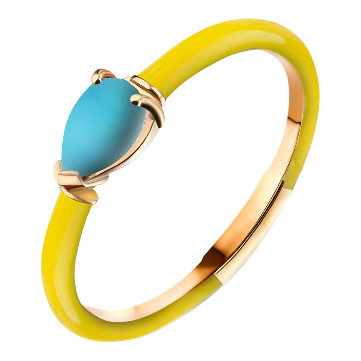 Золотое кольцо Русские Самоцветы 88840 с эмалью, бирюзой