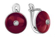 Серьги Русские Самоцветы 76122-S-krasnyj-rs